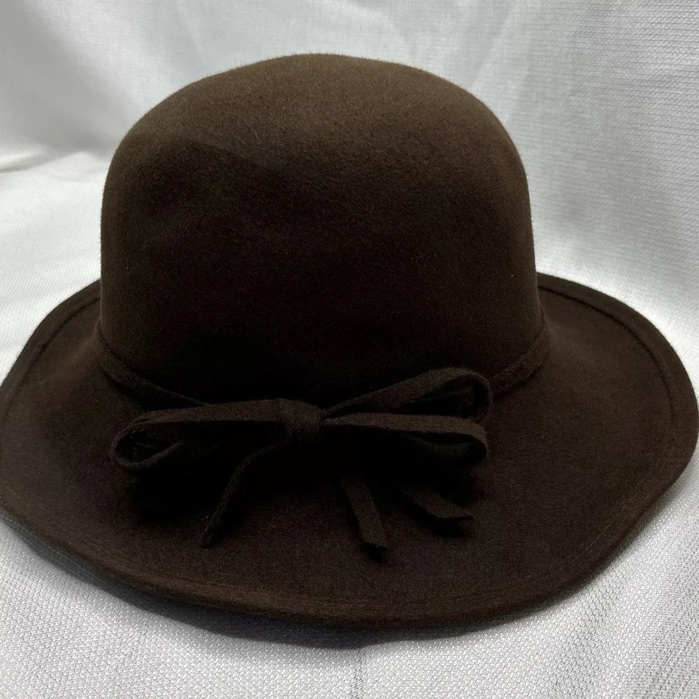 Vintage‎ 80s Hat Jeanne Marie Women's Wool Felt Brown Church Derby Kathy Retro